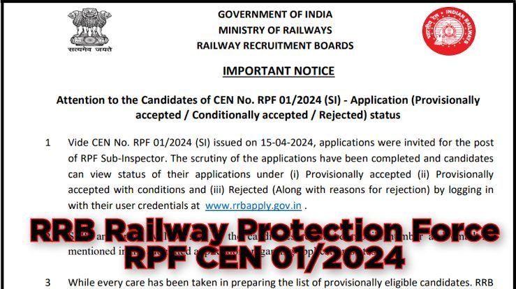 RRB Railway Protection Force RPF CEN 01/2024